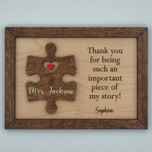Thank You Teacher Gift – Personalized Puzzle Piece Sign