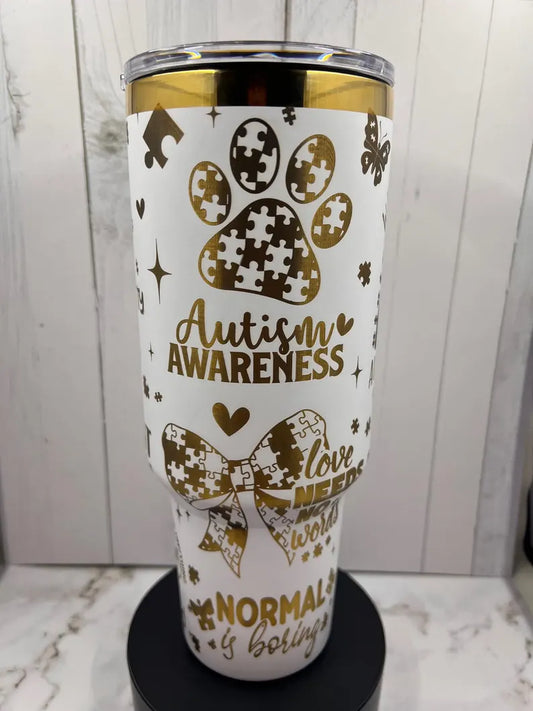 40oz Laser Engraved Autism Awareness Tumbler