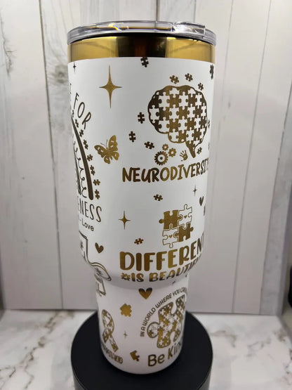 40oz Laser Engraved Autism Awareness Tumbler