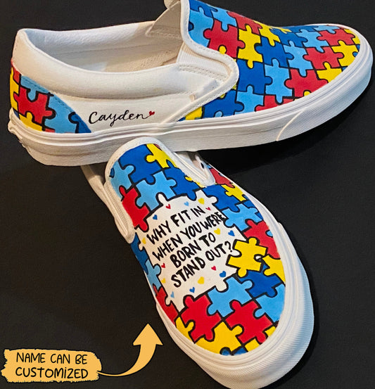 Custom Autism Slip-On Shoes : Why fit in when you were born to stand out?