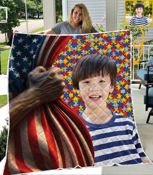 Personalized Image Autism Quilt & Quilt set