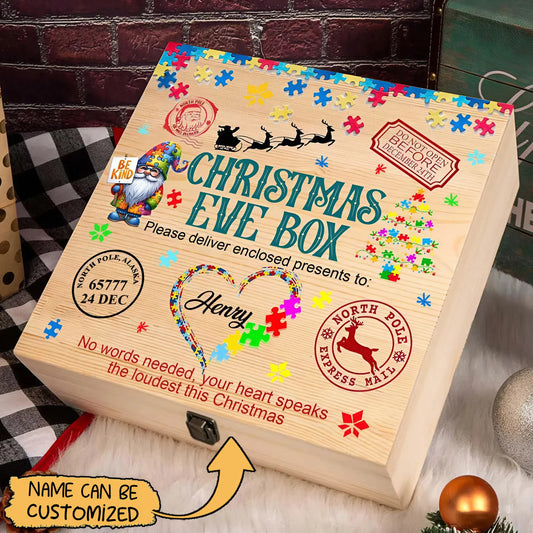 Personalized Name Wooden Keepsake Box – Autism Awareness Gift