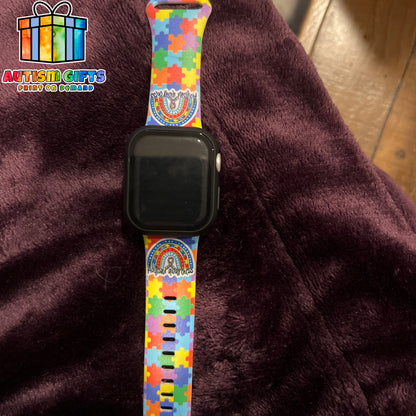 Autism Puzzle Silicone Band – Fits Apple Watch & Samsung Galaxy Watch
