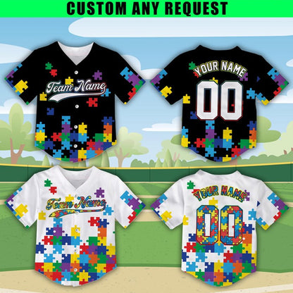 Personalize Autism Awareness Baseball Jersey