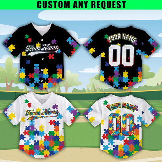 Personalize Autism Awareness Baseball Jersey