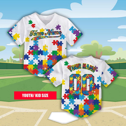 Personalize Autism Awareness Baseball Jersey