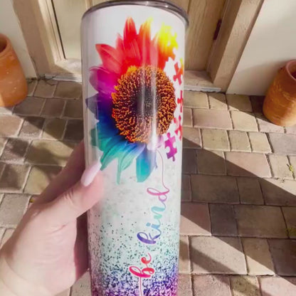 Be Kind Tumbler – Autism Puzzle Piece Skinny Cup