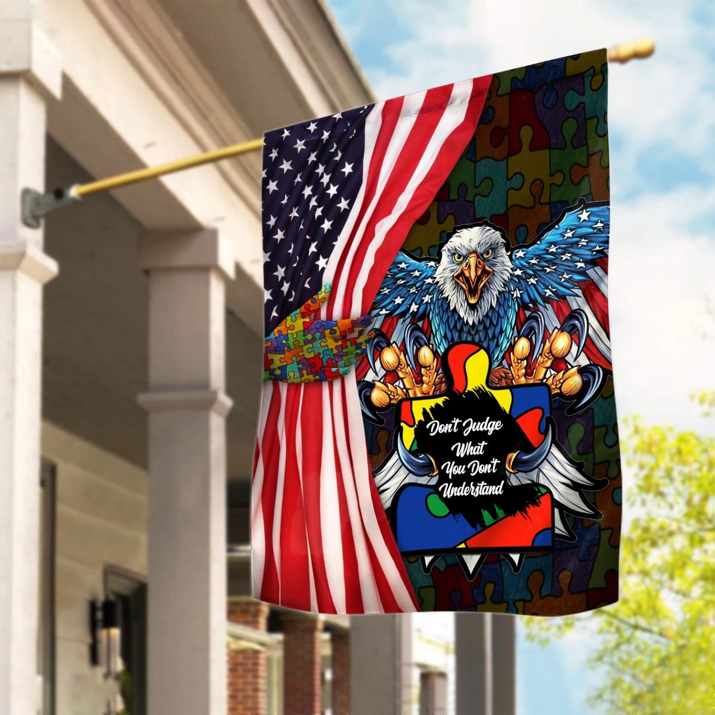 Autism Awareness Flag, Autism Puzzle Don't Judge What You Don't Understand Flag