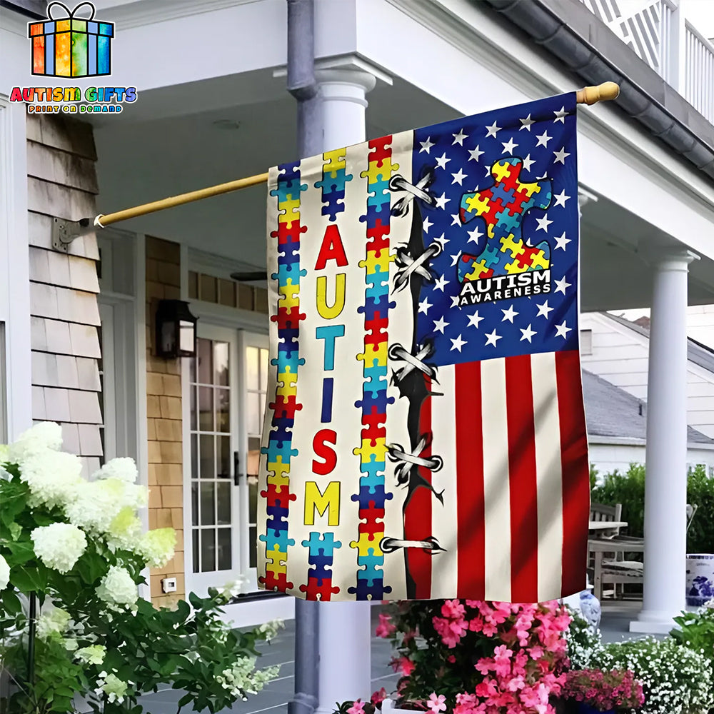 Autism Awareness House Flag