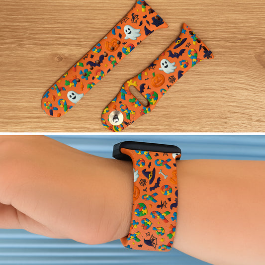 Autism Awareness Halloween Puzzle Watch Band