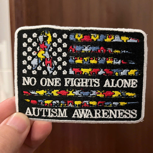 Autism Embroidered Patches :  No One Fights Alone